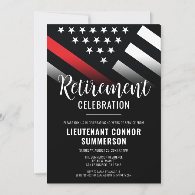 Firefighter Fire Department Retirement Party Invitation (Front)