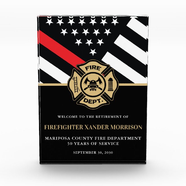 Firefighter Fire Department Retirement Welcome Photo Block (Front)