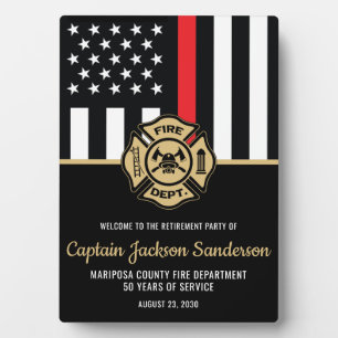Firefighter Fire Department Retirement Welcome Plaque