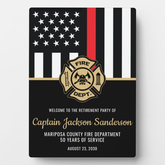 Firefighter Fire Department Retirement Welcome Plaque (Front)