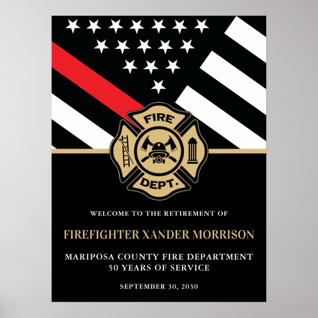 Firefighter Fire Department Retirement Welcome Poster (Front)