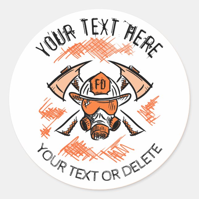 Firefighter. Fire Department. Template. Classic Round Sticker (Front)