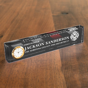 Firefighter Fire Department Thin Red Line Logo Nameplate