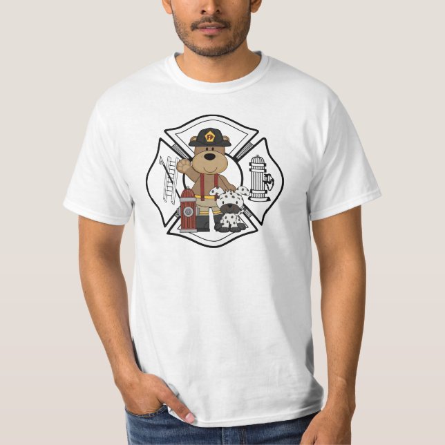 Firefighter Fire Dept Bear T-Shirt (Front)