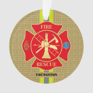 Firefighter Fire Rescue Bunker Gear Maltese Cross Ornament