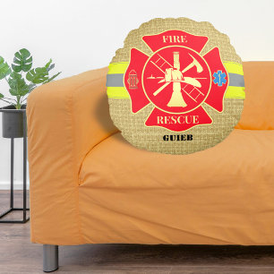 Firefighter Fire Rescue Bunker Turnout Gear Custom Round Cushion