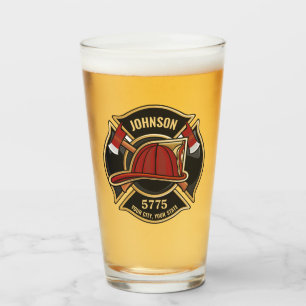 Firefighter Fire Rescue Department USA Flag Custom Glass