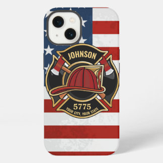 Firefighter Fire Rescue Department USA Flag Custom iPhone 13 Case