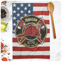 Firefighter Fire Rescue Department USA Flag Custom