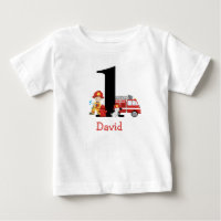 Firefighter Fire Truck Boy First Birthday Outfit