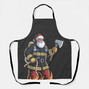 Firefighter Fire Truck Christmas Tree Santa Xmas Apron