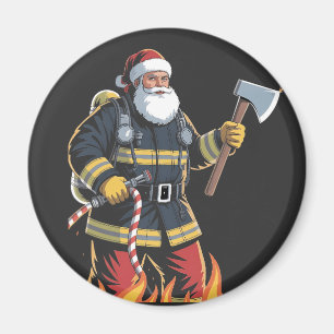 Firefighter Fire Truck Christmas Tree Santa Xmas Magnet