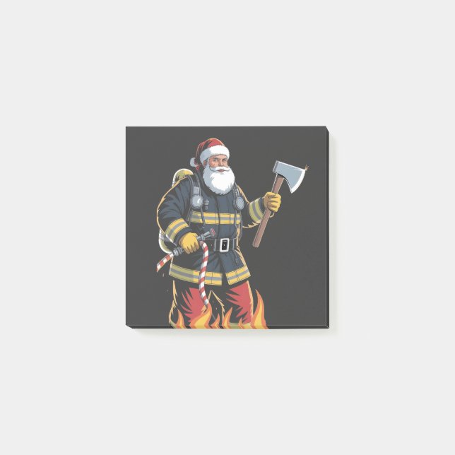 Firefighter Fire Truck Christmas Tree Santa Xmas   Post-it Notes (Front)