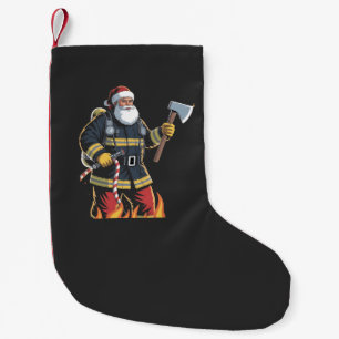 Firefighter Fire Truck Christmas Tree Santa Xmas   Small Christmas Stocking