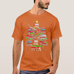 Firefighter Fire Truck Christmas Tree Xmas T-Shirt