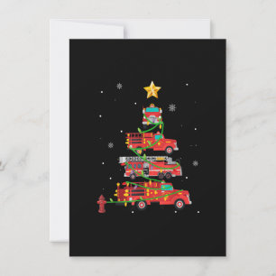 Firefighter Fire Truck Christmas Tree Xmas Tshirt Invitation