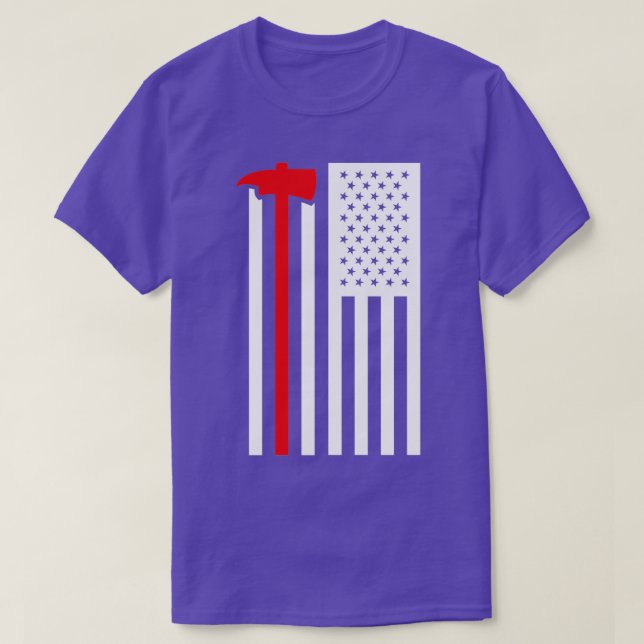 Firefighter Fireman American Flag Thin Fire Figher T-Shirt (Design Front)