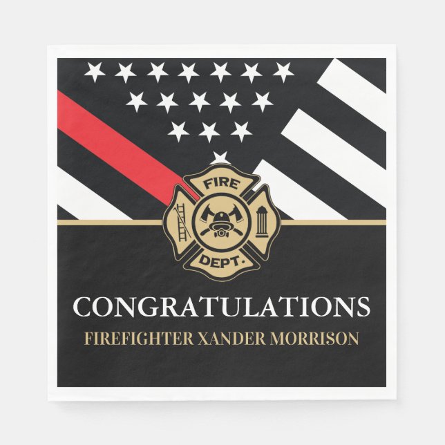 Firefighter Fireman Fire Academy Graduation Napkin (Front)