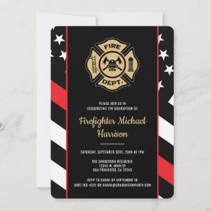 Firefighter Fireman Fire Academy Graduation Party Invitation