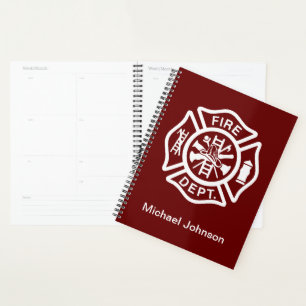 Firefighter Fireman Fire Department Custom Name Planner