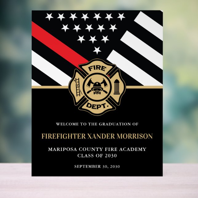 Firefighter Fireman Graduation Party Welcome Acrylic Sign (Neutral)