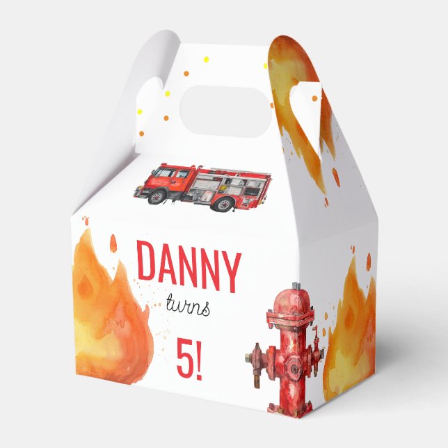 Firefighter Firetruck Theme Favour Box (Front Side)