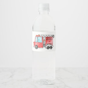 Firefighter firetruck water bottle label