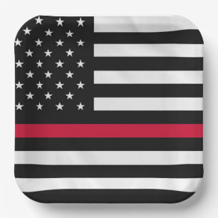Firefighter Flag Paper Plate