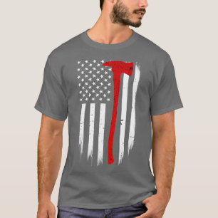 Firefighter Flag Thin Red Line Axe Classic TShirt