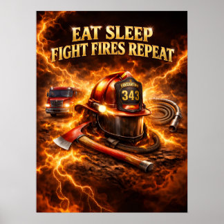 Firefighter Flame Duty Identity Poster