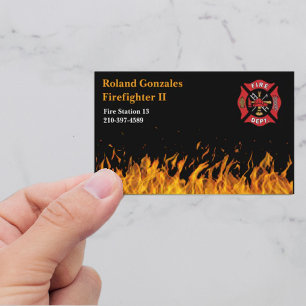 Firefighter Flames and Logo Business Card