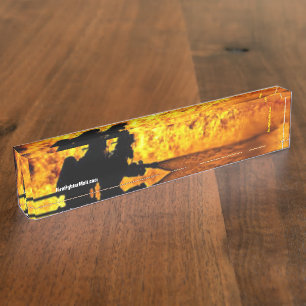 Firefighter flames desk name plate