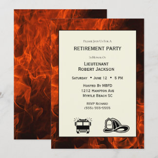 Firefighter Flames Retirement Party Invitation