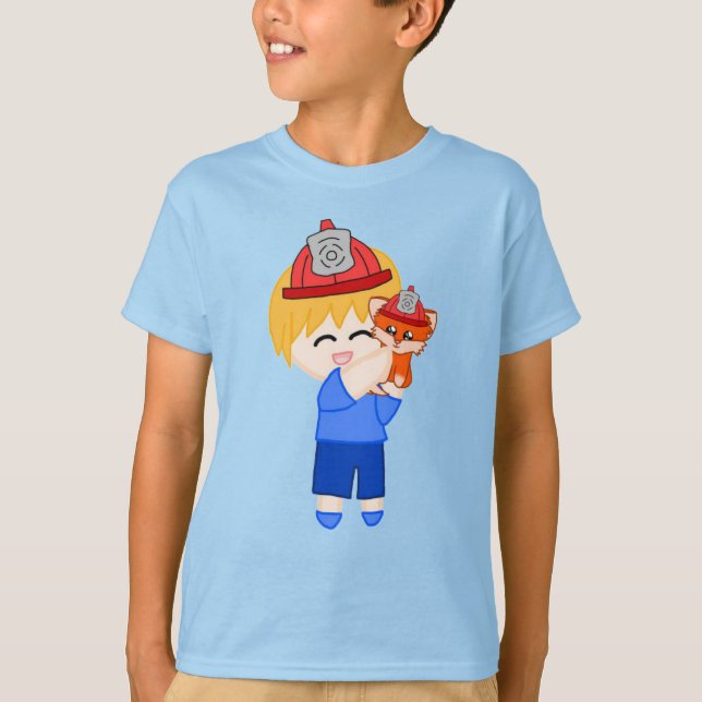 Firefighter Fox Art From The Book T-Shirt (Front)