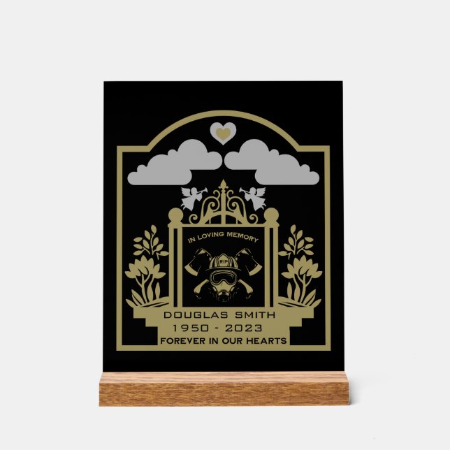 Firefighter Funeral Memorial Gift Acrylic Sign (Front)