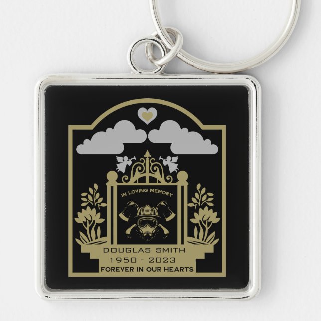 Firefighter Funeral Memorial Gift Key Ring (Front)