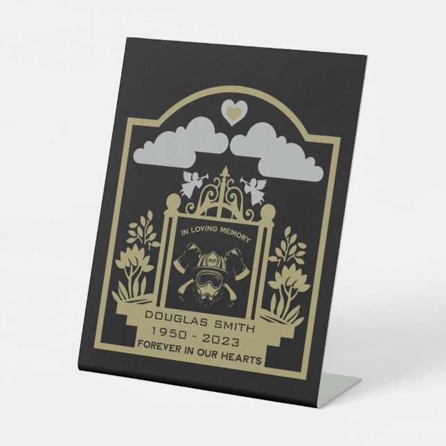 Firefighter Funeral Memorial Gift Pedestal Sign (Front)