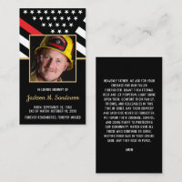 Firefighter Funeral Memorial Photo Prayer Card