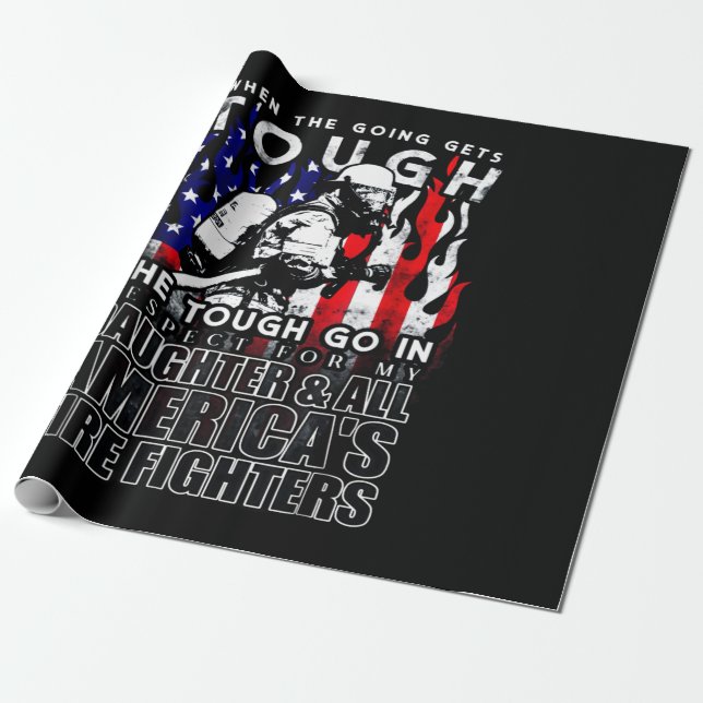 Firefighter Gift | Daughter American Firefighter Wrapping Paper (Unrolled)