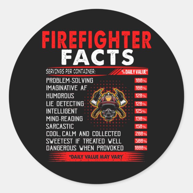 Firefighter Gift | Firefighter Facts Gifts Classic Round Sticker (Front)