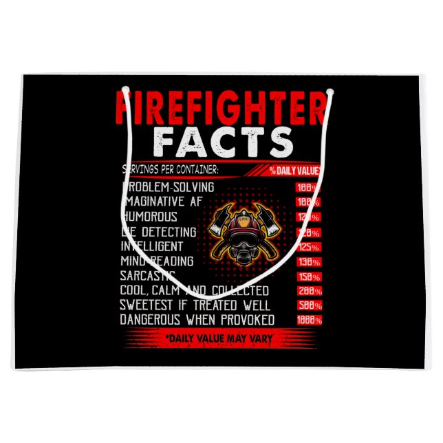 Firefighter Gift | Firefighter Facts Gifts Large Gift Bag (Front)