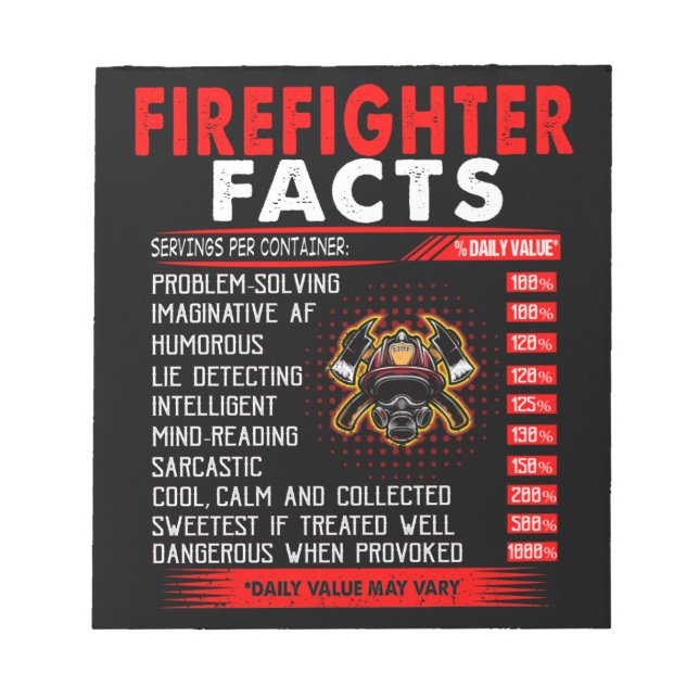 Firefighter Gift | Firefighter Facts Gifts Notepad (Front)
