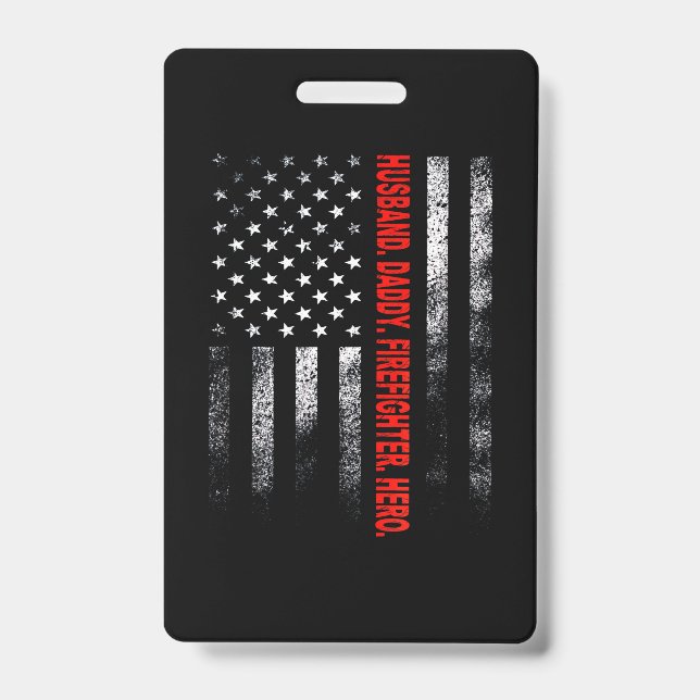 Firefighter Gift | Husband Daddy Firefighter Hero ID Badge (Front)