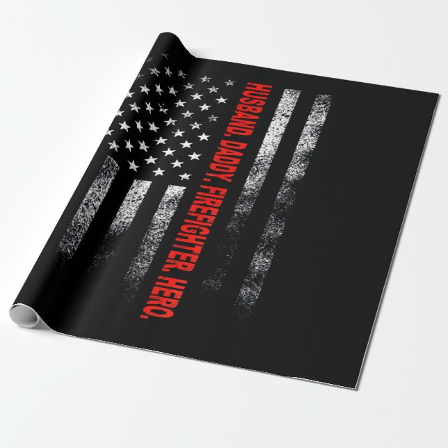 Firefighter Gift | Husband Daddy Firefighter Hero Wrapping Paper (Unrolled)
