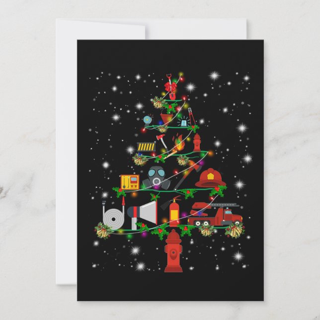 Firefighter Gift | Merry Christmas Firefighter Fun Holiday Card (Front)