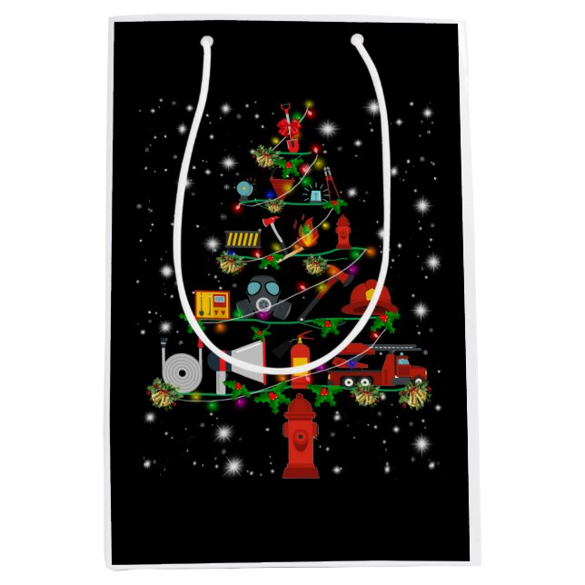 Firefighter Gift | Merry Christmas Firefighter Fun Medium Gift Bag (Front)