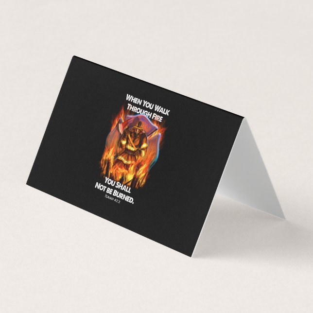Firefighter Gift | When You Walk Through Fire Business Card (Front)