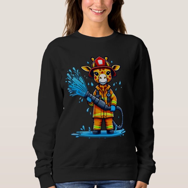 Firefighter Giraffe Fireman Animal Lover Giraffe Sweatshirt (Front)