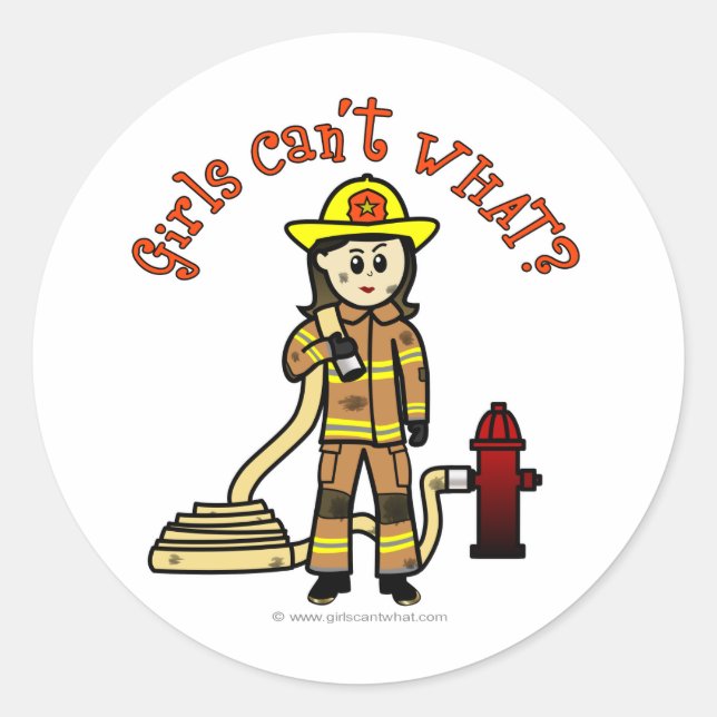 Firefighter Girl Classic Round Sticker (Front)