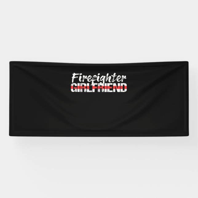 Firefighter Girlfriend Thin Red Line Firewoman Banner (Horizontal)